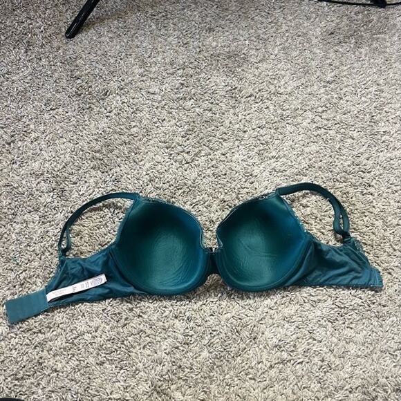 Body by Victoria Lace Lightly Lined Underwire Demi Bra Lingerie Dark Green 32DDD - Picture 3 of 4